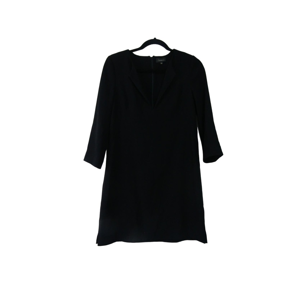 Aritzia Babaton Black V Neck Mini Dress Womens size 2 Minimalist Goth Chic Party